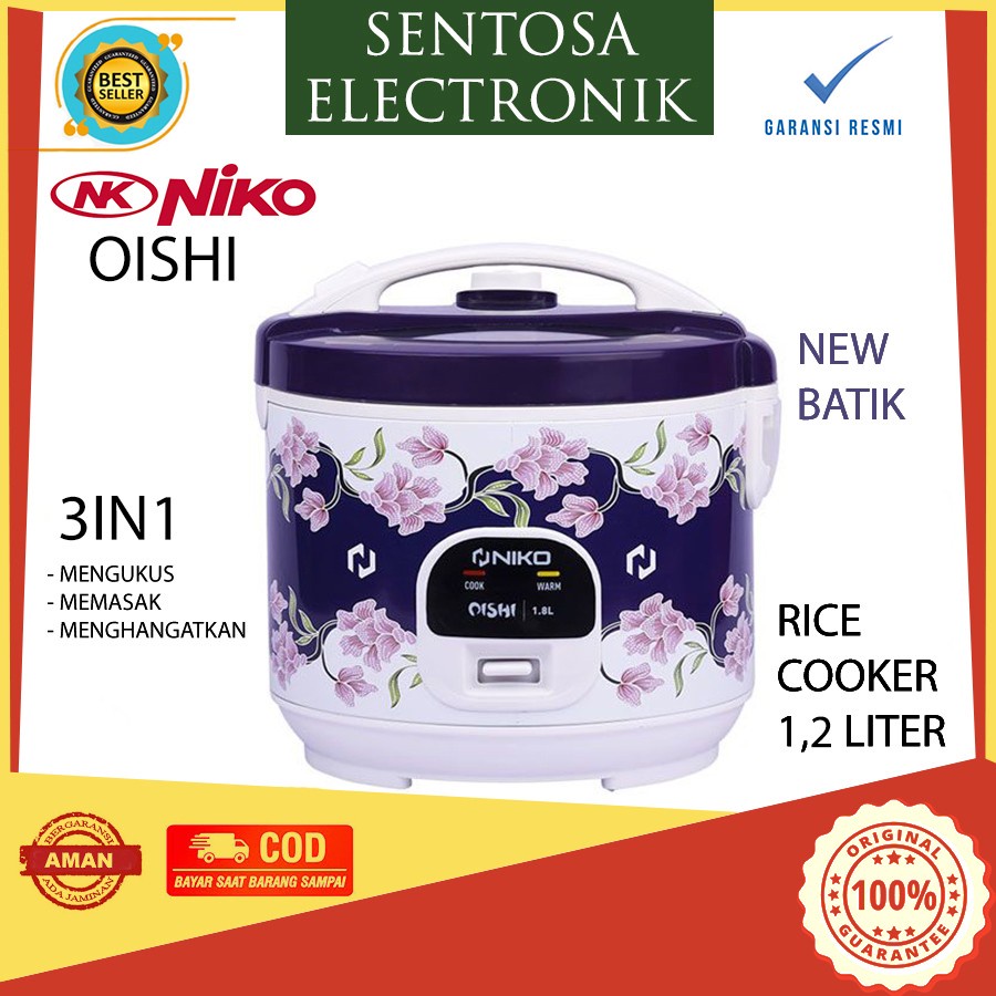 Jual NIKO OISHI Rice Cooker 1,2 Liter Memasak Menghangatkan Mengukus