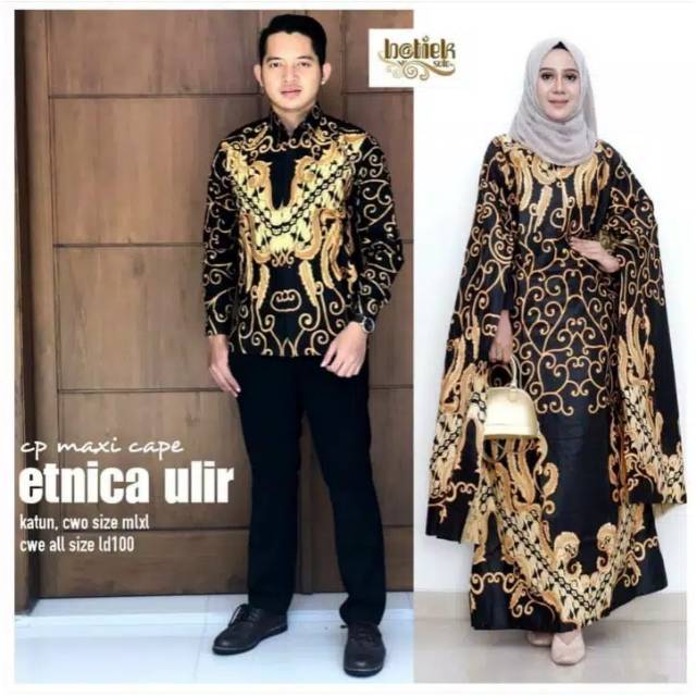 Batik Couple Maxi Cape Etnica Ulir baju kondangan ootd