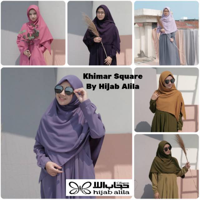 KHIMAR SQUARE ALILA Jilbab syari segiempat segi4 polos lebar wollycrepe