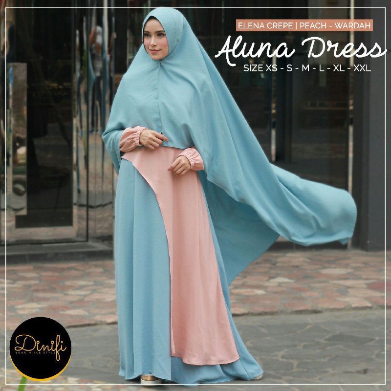 Baju Gamis Warna Biru Wardah Voal Motif