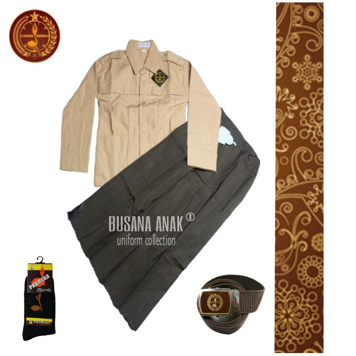 Jual Setelan Baju Seragam SD Anak Perempuan Pramuka Panjang Indonesia