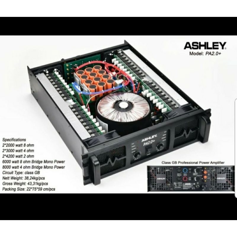 Jual Power Amplifier ASHLEY PA2.0+/PA 2.0 Class GB ORIGINAL Indonesia