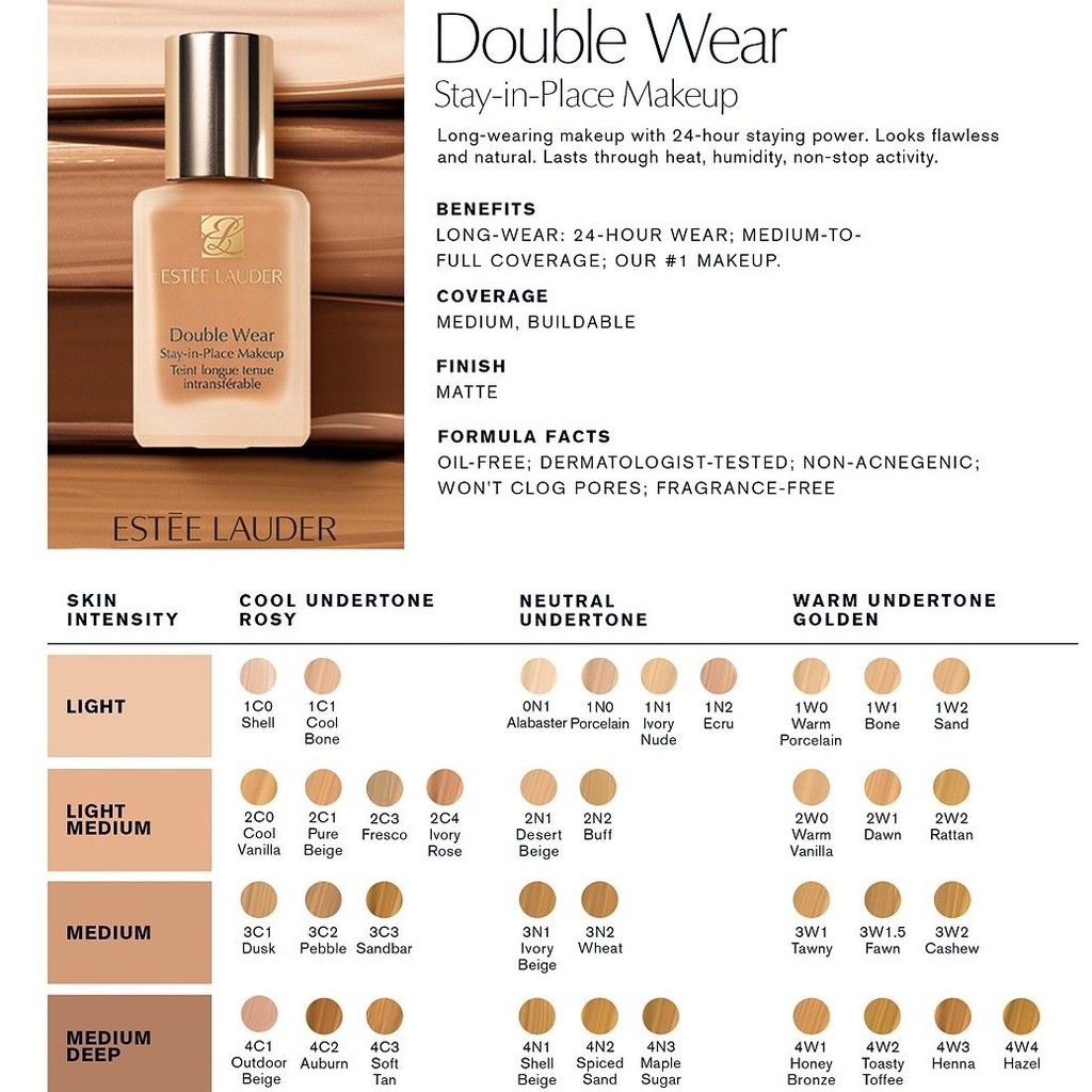 Jual Estee Lauder Double Wear Foundation Spf 10 - Stay In Place Makeup 30Ml | Shopee Indonesia