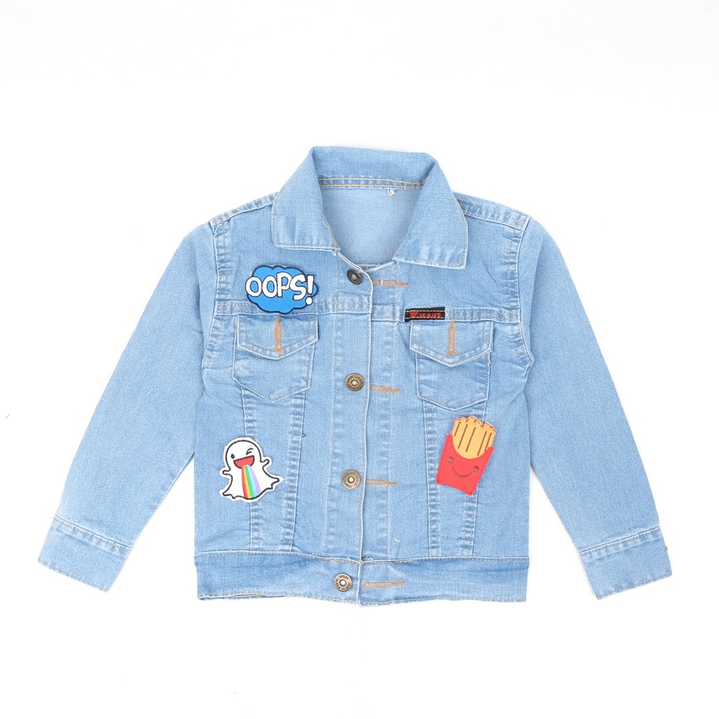 ORIGINAL JAKET JEANS ANAK LAKI LAKI PEREMPUAN JAKET BAYI OOPS BLUE SERIES BORDIR R Shopee
