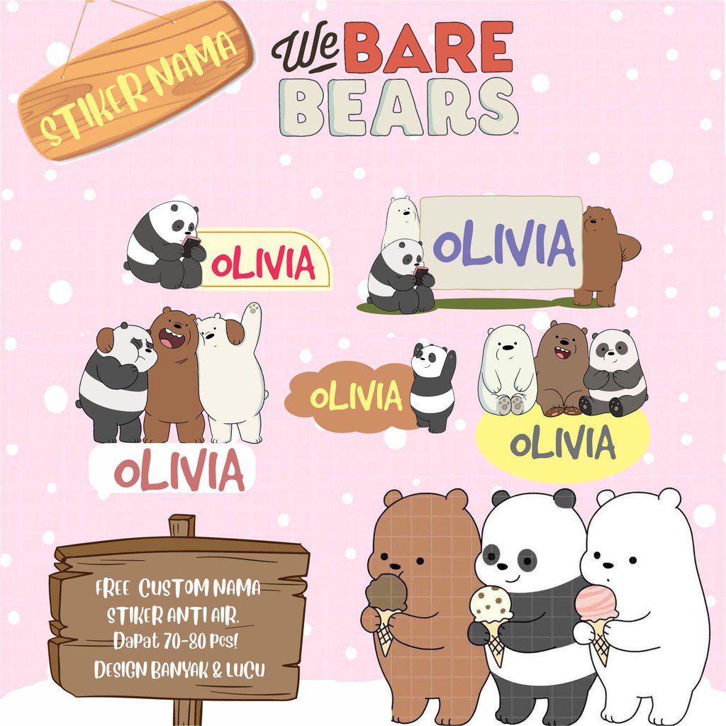 Jual Stiker Nama We Bare Bears / Sticker Buku We Bare Bears / Stiker Label | Shopee Indonesia
