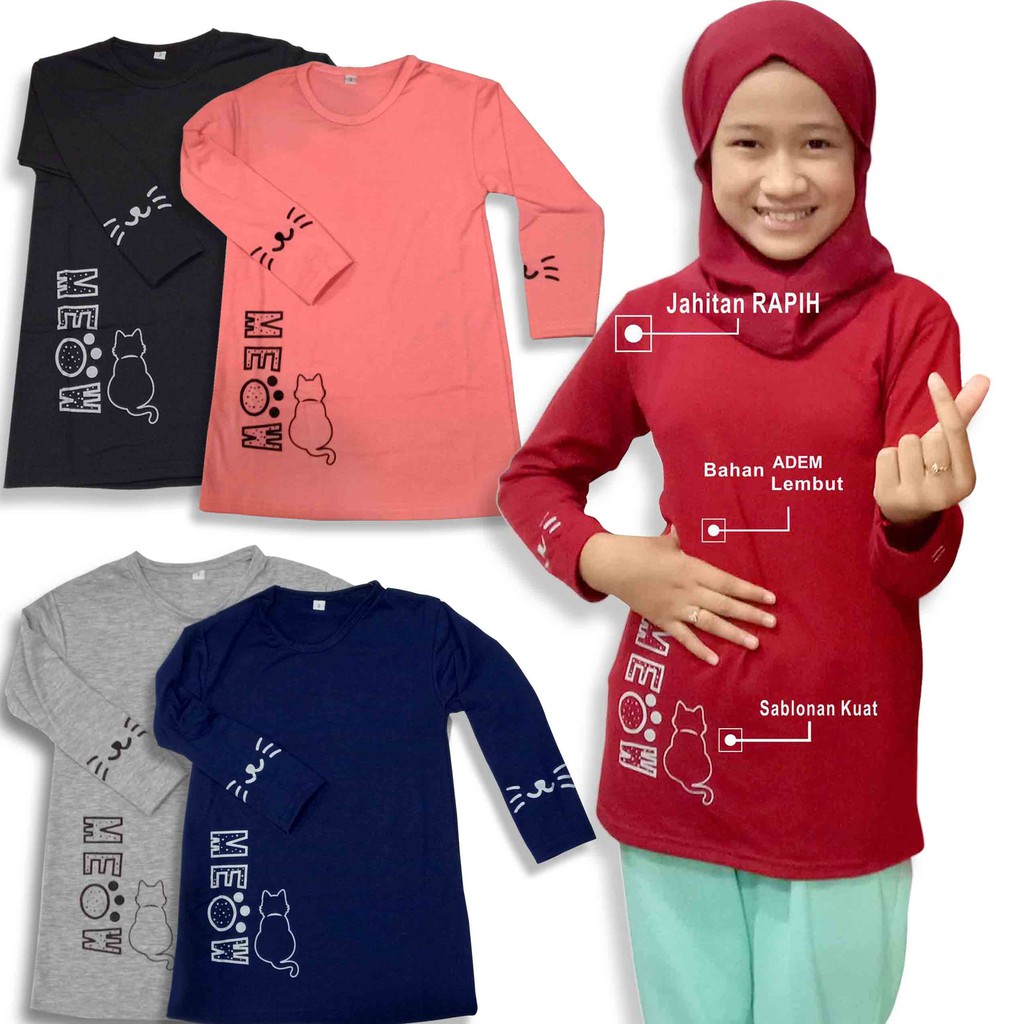 KAOS ANAK LENGAN PANJANG MOTIF MEOW VERY MODA Shopee Indonesia