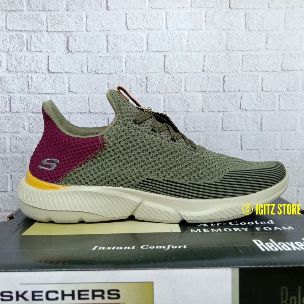 Jual Original Sepatu Skechers Streetwear Relaxed Fit Ingram Taison Olive | Shopee Indonesia