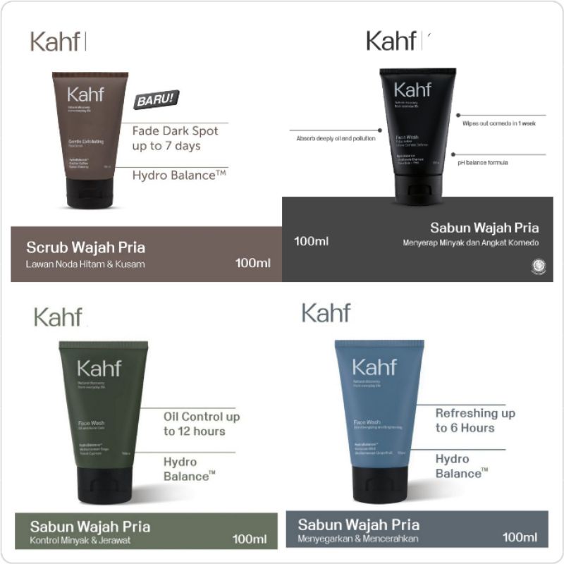 Jual KAHF Face Wash Sabun Wajah Pria 100ml Original Shopee Indonesia