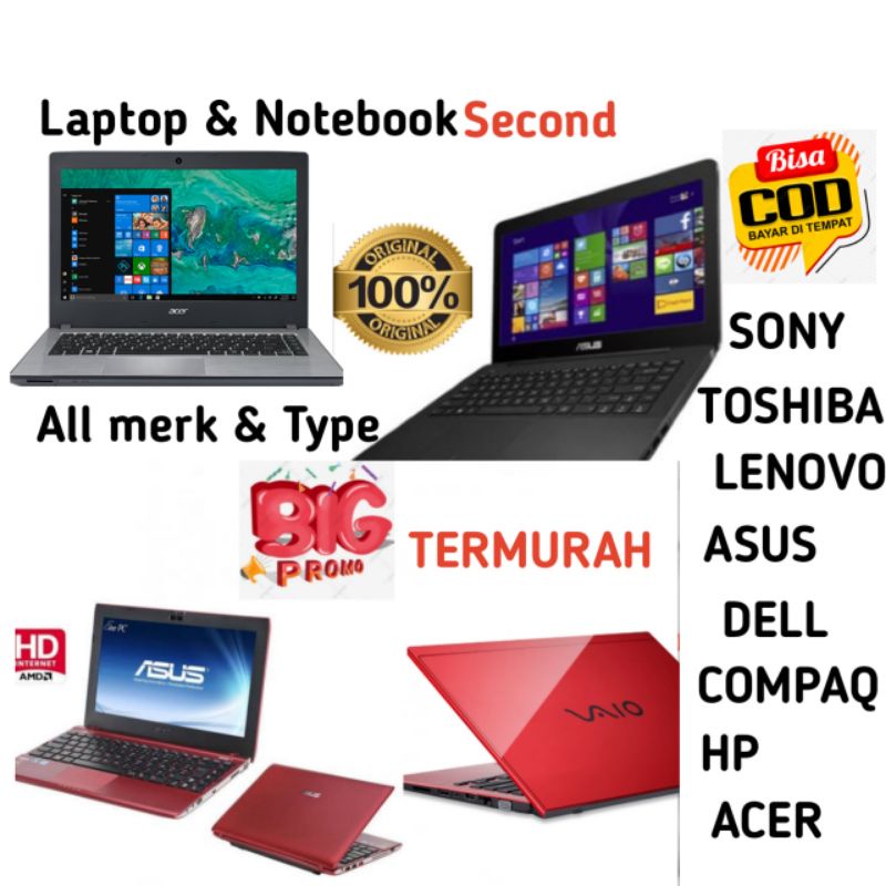 Jual Laptop Notebook Acer Aspire One,Lenovo, Asusawet Dan Bandel Seken Berkwalitas Murah Bonus Jam Tangan | Shopee Indonesia