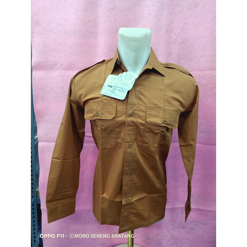 Jual seragam sekolah TELADAN SD pramuka coklat lengan PANJANG saku atas  Indonesia|Shopee Indonesia