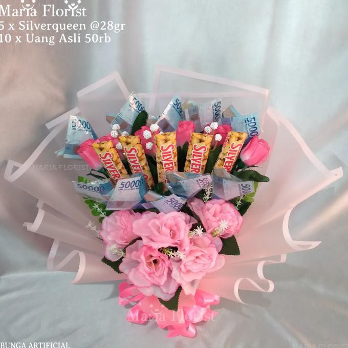 Jual Buket Bunga Uang Asli / Buket Bunga Cokelat Dan Uang Asli / Buket Uang | Shopee Indonesia