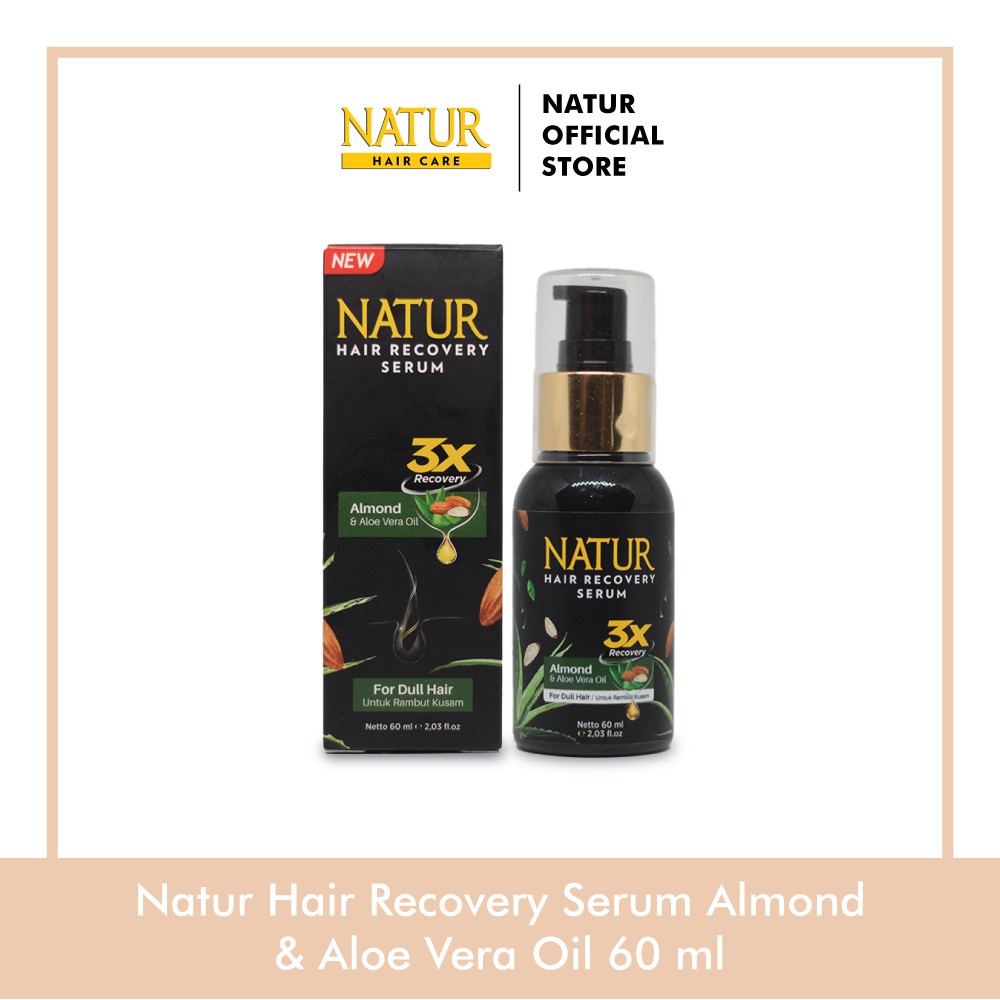 Jual Natur Hair Recovery Serum Almond & Aloe Vera Oil 60ml Shopee