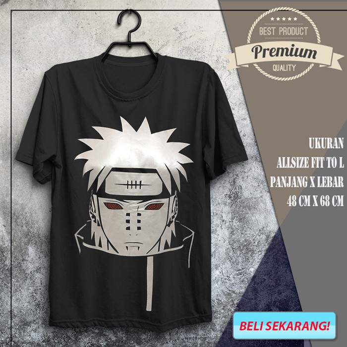 Kaos Anime Pain Tendo Warna Hitam / Baju Distro Anime Naruto / Tshirt