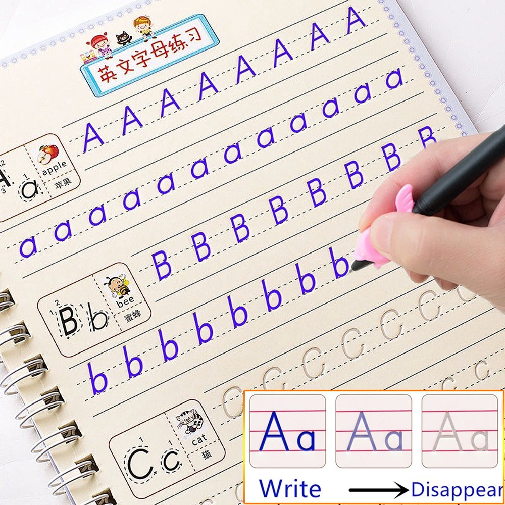 Jual 4 Book/Set Kid's Book Reusable Learning Copybook Writing Practice Template Calligraphy Practice Book(With Free Pens) Indonesia|Shopee Indonesia