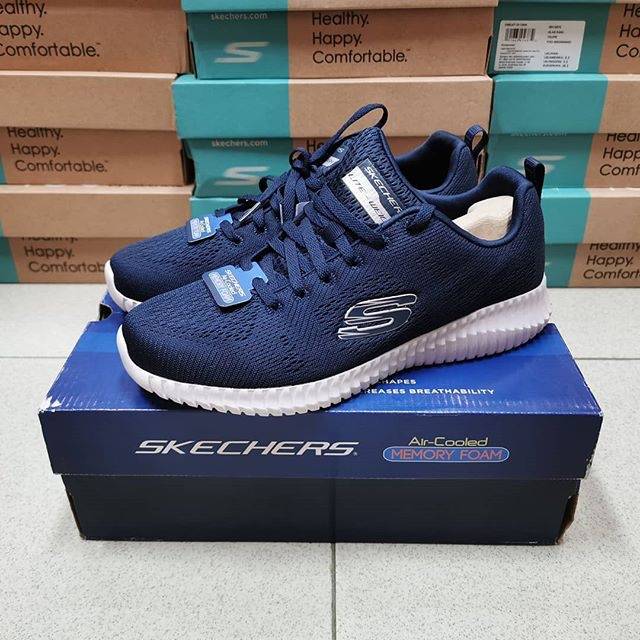 Jual Skechers Aircooled Memory Foam Navy Men Original | Shopee Indonesia