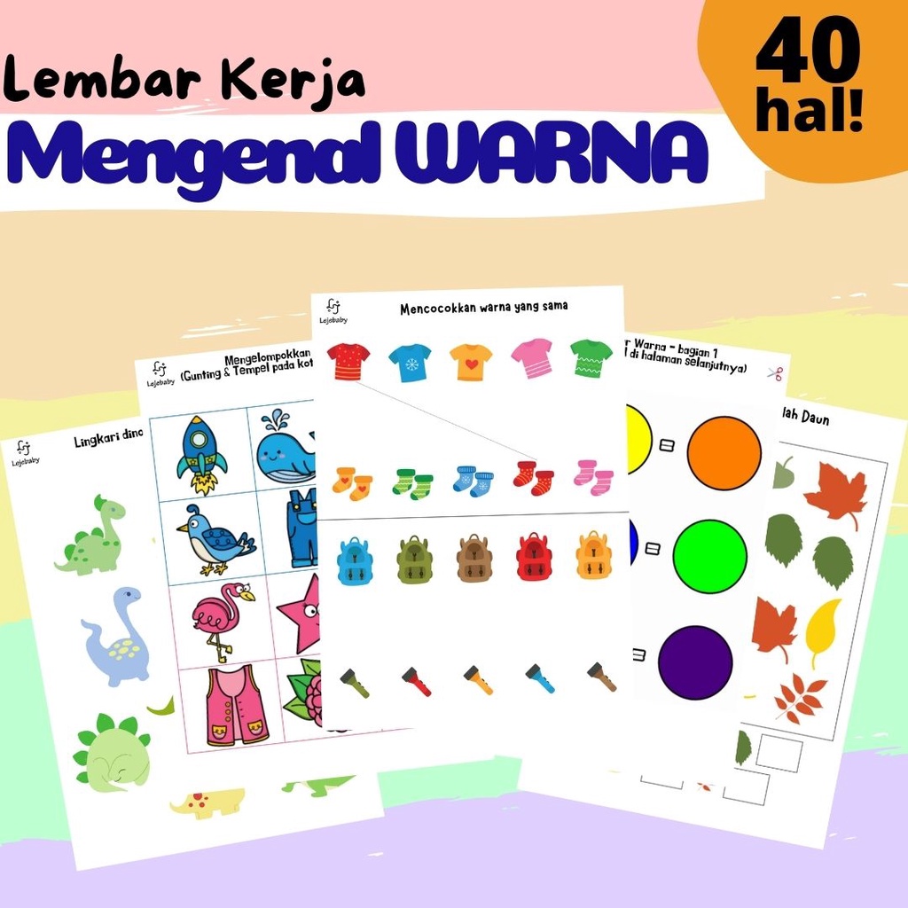 Jual WORKSHEET ANAK 2 3 4 5 6 tahun Printable BELAJAR WARNA Lembar