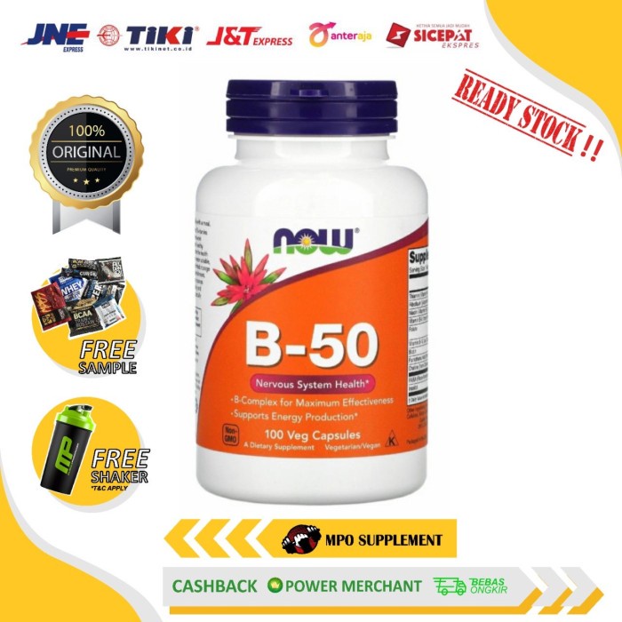 Jual Now Foods B-50 B50 B 50 Vitamin B Vit B (100Caps) Vitamin B50 Original | Shopee Indonesia