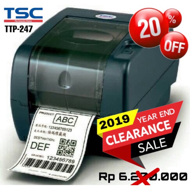 Jual TSC TTP 247 BARCODE LABEL STICKER PRINTER THERMAL TRANSFER/DIRECT