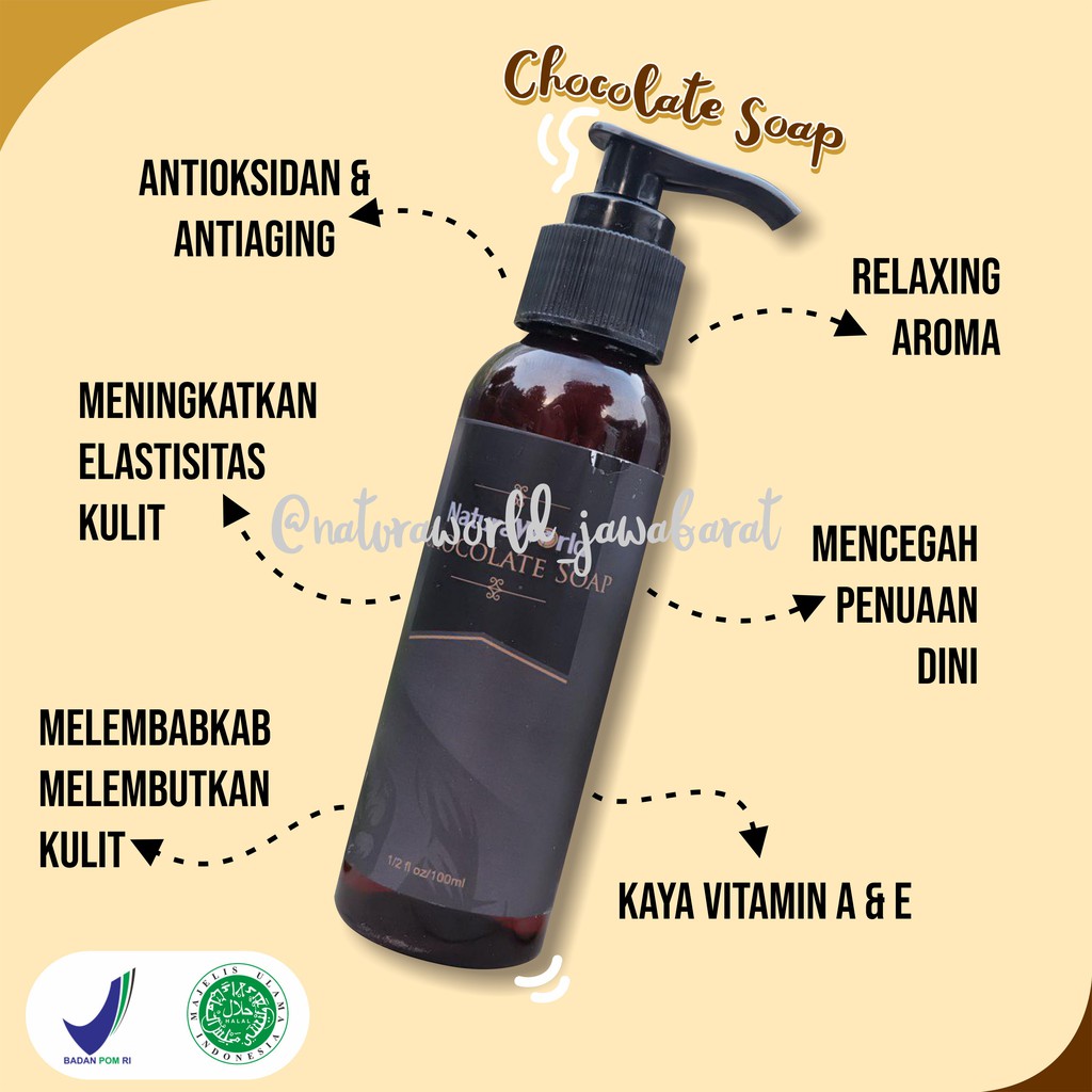 Jual Sabun Mandi Cair Chocolate Soap Sabun Coklat Perawatan Badan Pria Dan Wanita Naturaworld Original | Shopee Indonesia