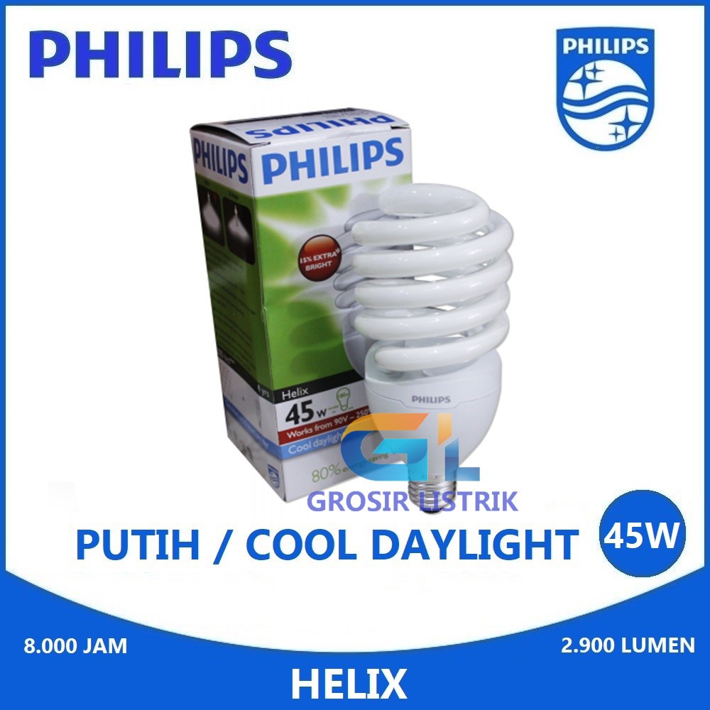 Lampu Philips Helix 45W Putih Cool Daylight 6500K Spiral