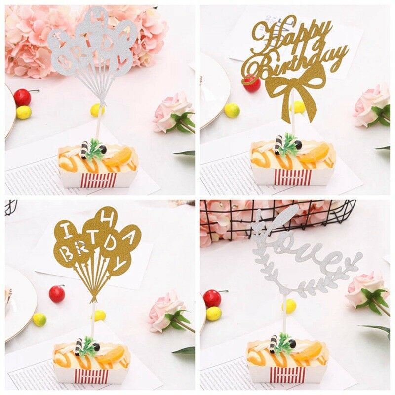 Topper Kue Tulisan Happy Birthday Warna Emas untuk Pesta