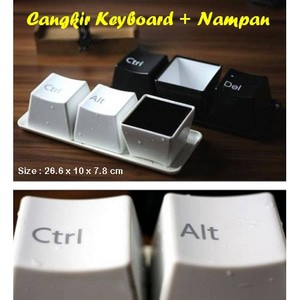 Cangkir Minum Unik Keyboard + Nampan 1 Set 3 Gelas Huruf Ctr Alt Del |  Shopee Indonesia