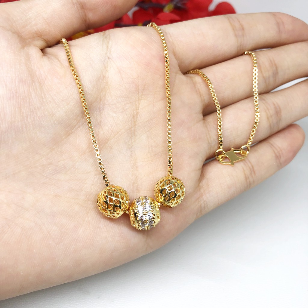 Kalung Lapis Emas 18k Gold Xuping Liontin Bulat Bola