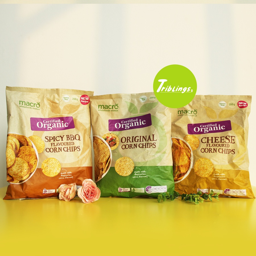 Jual Gluten Free Macro Corn Chips (Original, Spicy BBQ, Cheese