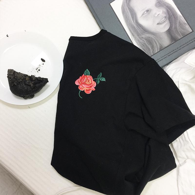 Kaos Tshirt Wanita Lengan Pendek Model Longgar Retro Versi Korea Motif