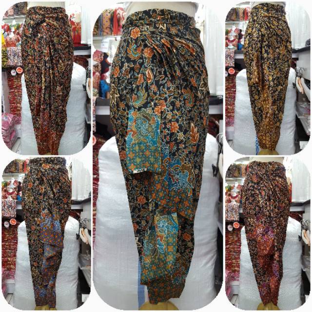 Rok Kain batik lilit modern motif daun sudah dijahit