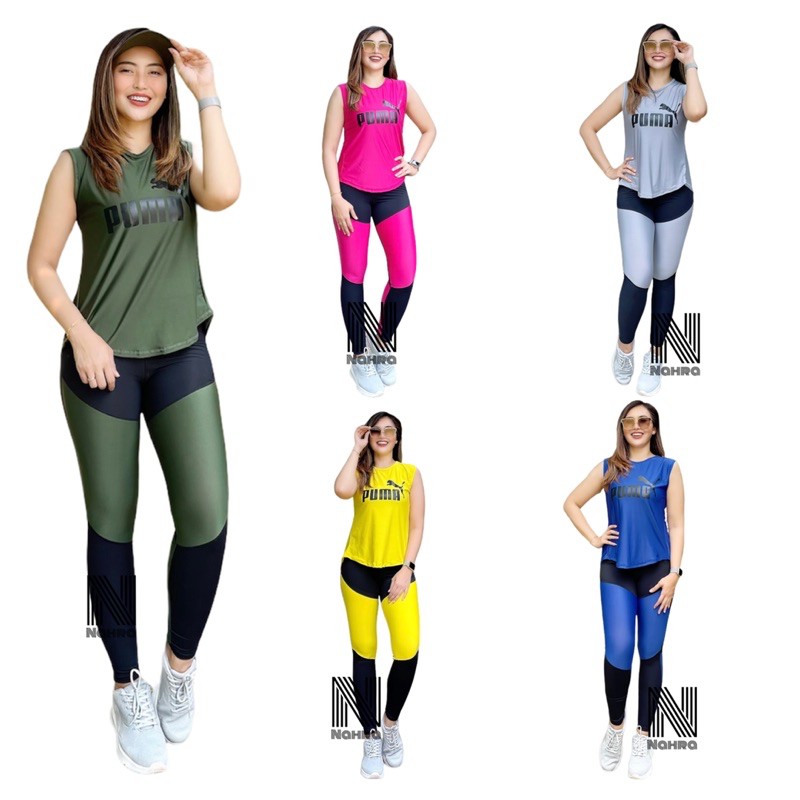 Setelan Baju Senam Olahraga Pma 5 Warna / Baju Senam