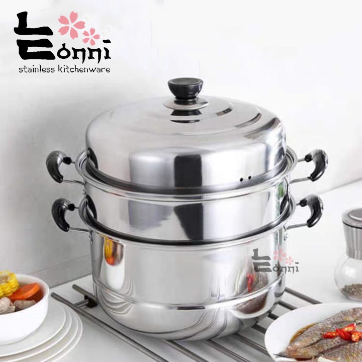 Jual 30cm / 32cm Panci kukusan tingkat stainless murah impor steamer