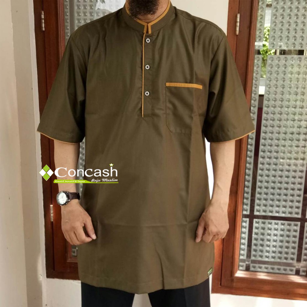 Jual Baju Koko Kemeja Koko Pria / Coklat Tua | Shopee Indonesia