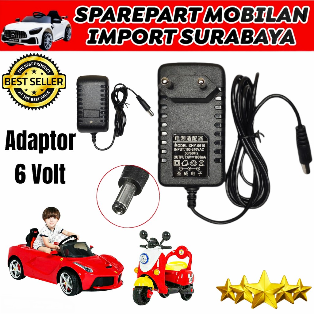 Jual Adaptor 6V Adapter 6Volt Charger 6 Volt Cas 6 V Cassan Mobil Mobilan Aki Mainan Anak Cassan Battery | Shopee Indonesia