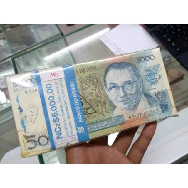 uang kertas kuno negara brazil UB 5000, asli bukan repro