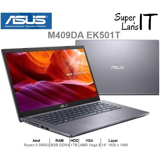 Laptop Gaming Asus M409DA ryzen 53500U8GB1TBVega8Finger14"W10