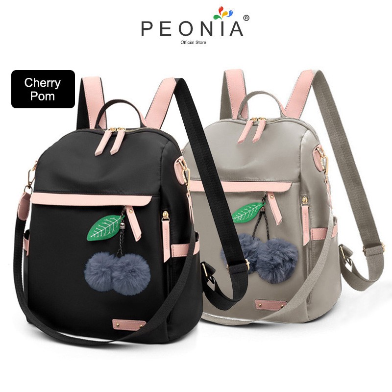 Peonia CHERRY POM Backpack Korea Bag Women's Backpack Import Office Work