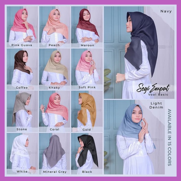 SEGIEMPAT VOAL BASIC 110x110 Cutting Hijab Jilbab Kerudung Segi Empat