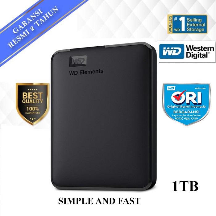 Jual Wd Element / Elements 1Tb - Hdd / Hd / Hardisk Eksternal / External 2.5" | Shopee Indonesia