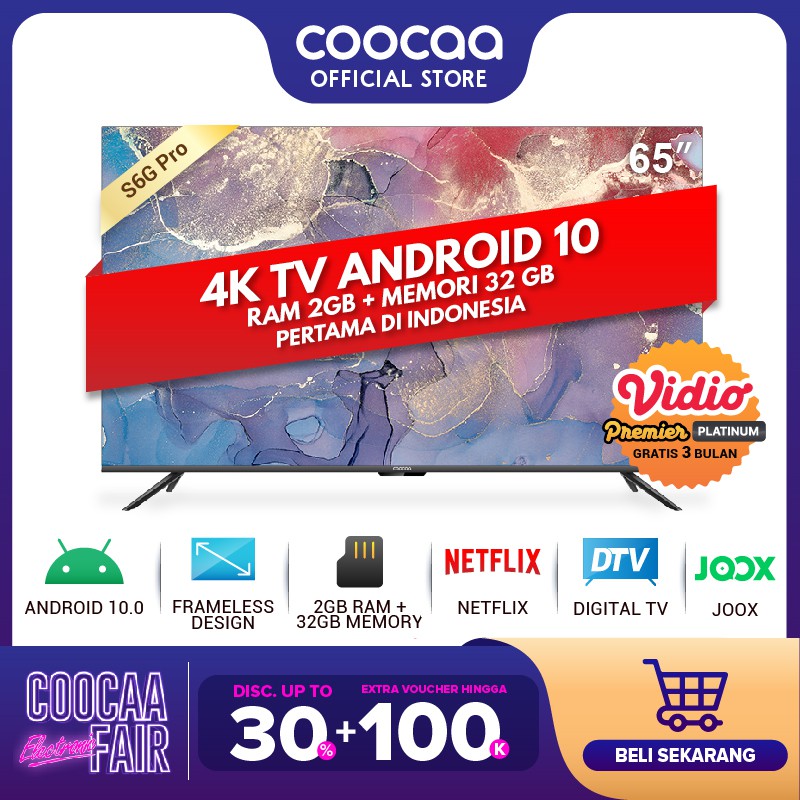 COOCAA 65S6G PRO 65 inch Android 10 Bezel Less 2GB