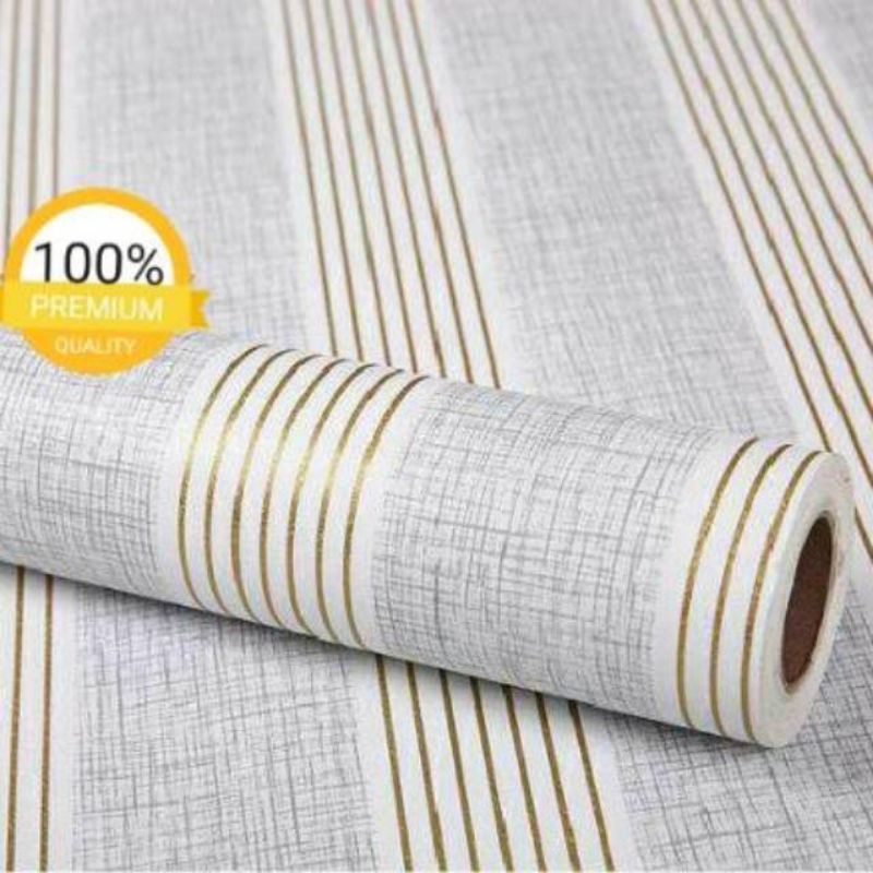 Jual Wallpaper Dinding Sticker Dinding Garis Abuabu Emas Minimalis