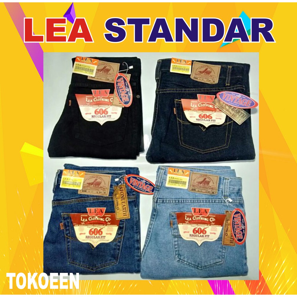 Celana Jeans Lea standart reguler fit Hitam garment, Biru muda, Biru classic 28 s/d 38 CELANA