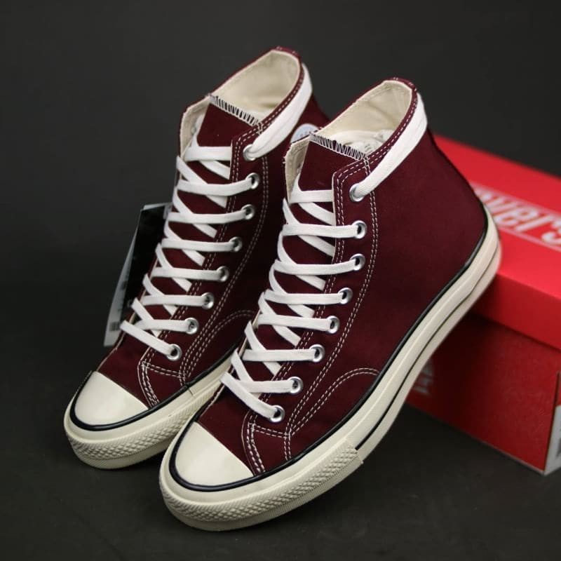 (BISA COD) Sepatu Converse 70s High Maroon Premium Import