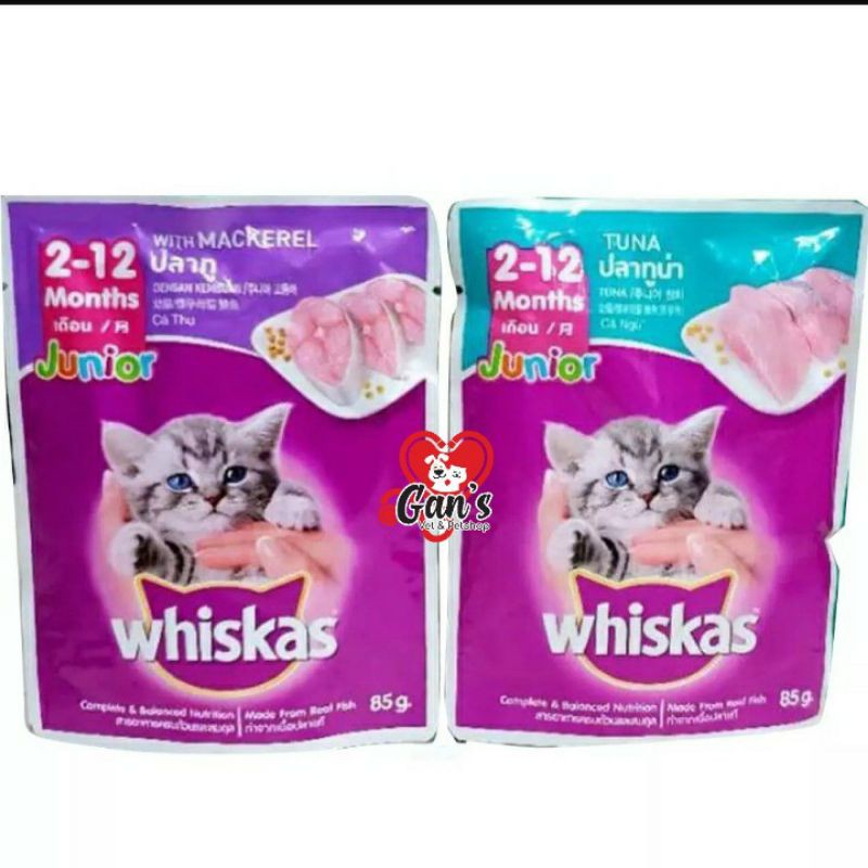 Jual Whiskas Junior Pouch 85 gr Mackarel dan Tuna Shopee Indonesia