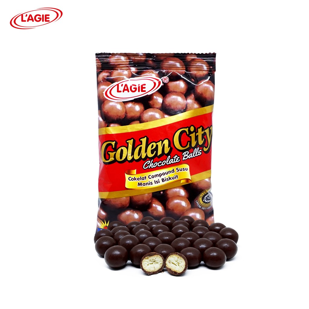 Jual Buy 2 Get 1 Free Lagie Coklat Biskuit Golden City Ball @75Gr | Shopee Indonesia