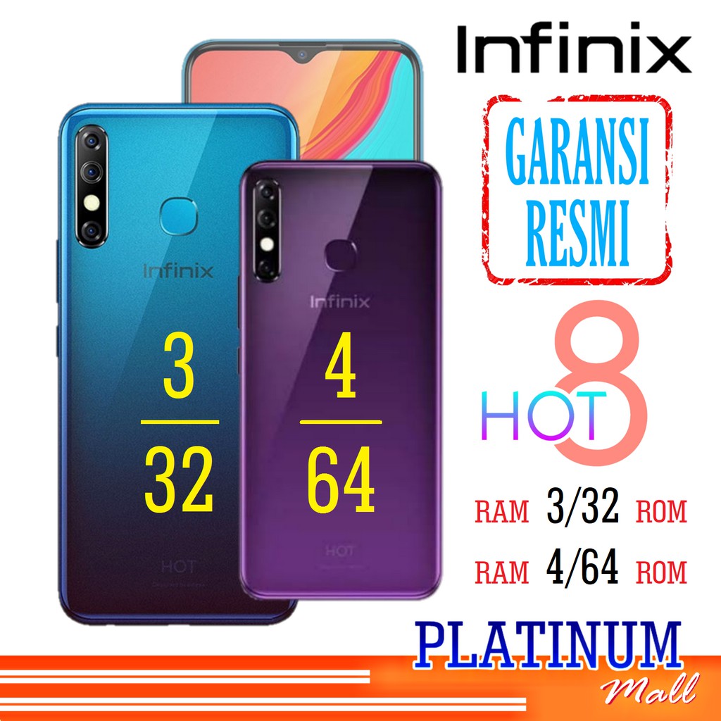 HP INFINIX HOT 8 4/64 & 3/32 GARANSI RESMI HP INFINIX ANDROID SMART