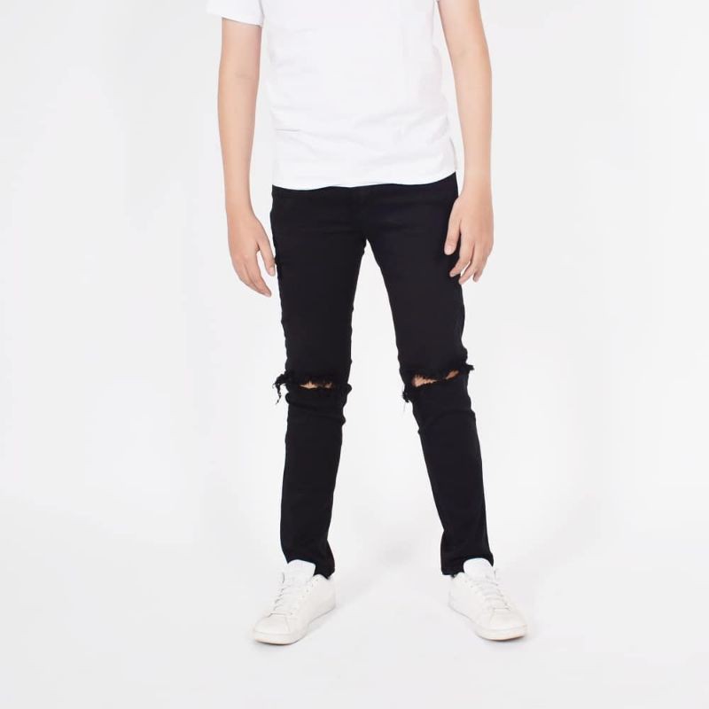 Weird Jeans Black Ripped Z88 Shopee Indonesia