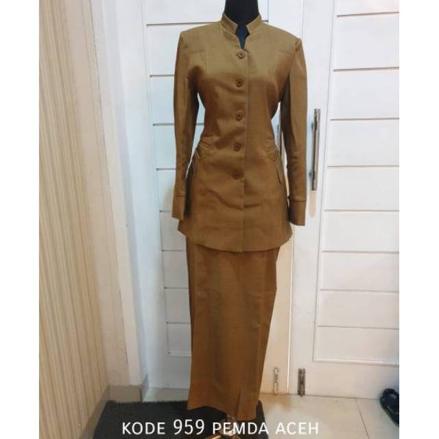 SETELAN SERAGAM KANTOR DINAS PNS PEMDA WANITA PEMDA ACEH/KHAKI KEKI