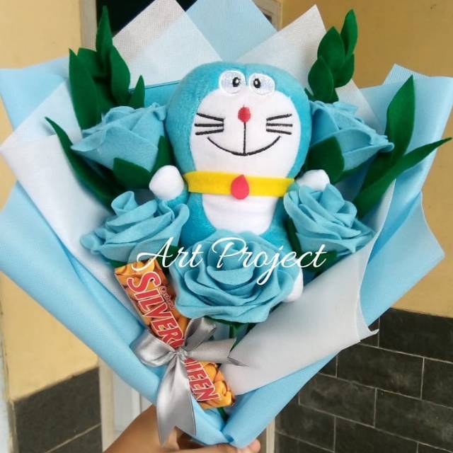 Jual Buket Bunga Flanel Plus Coklat Dan Boneka Doraemon | Shopee Indonesia