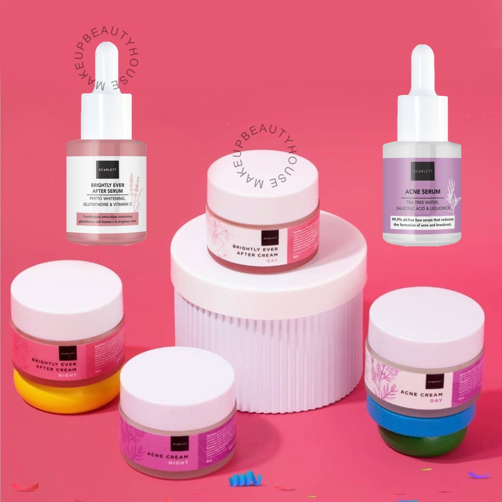 SCARLETT Whitening Brightly Ever After/ Acne Serum/ Day Cream/ Night
